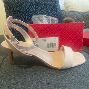 Classic, strappy cream Kelly & Katie heel